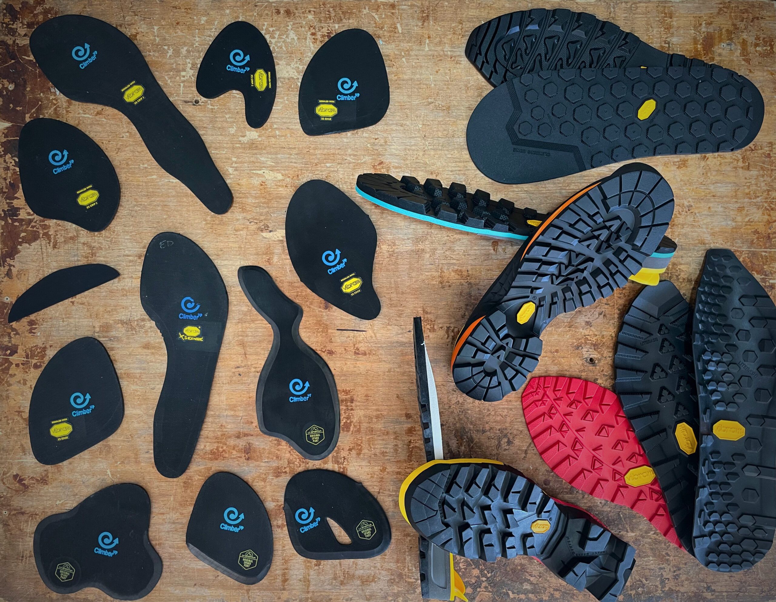 Suelas y materiales técnicos utilizados en reparaciones Climber Up