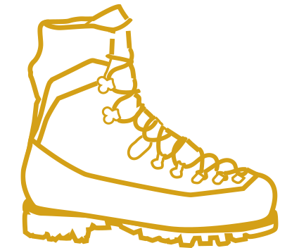 Icono dorado botas de montaña y trekking